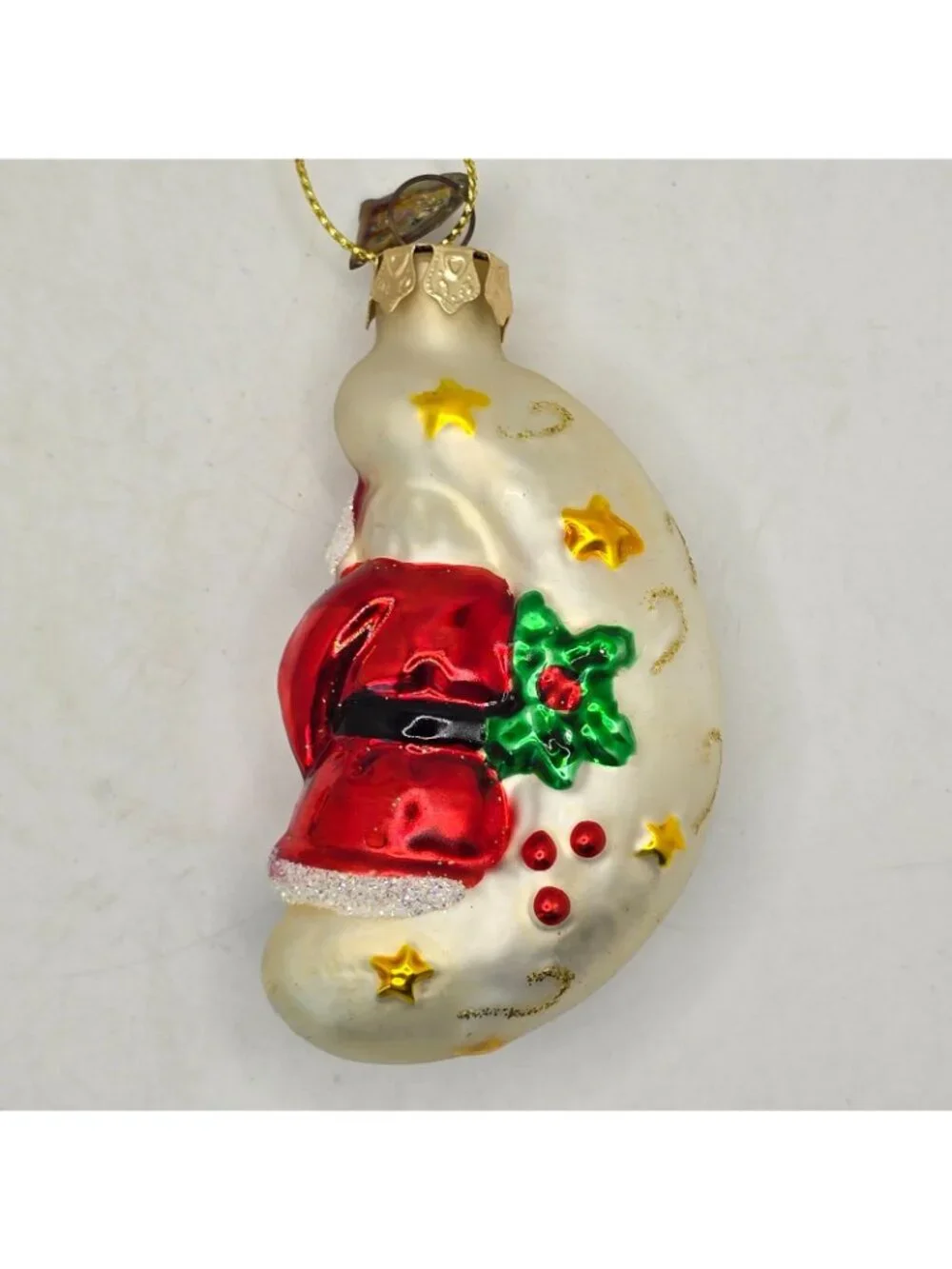 Christmas Ornament Glass Crescent Moon Santa Thomas Pacconi Museum Series 2003